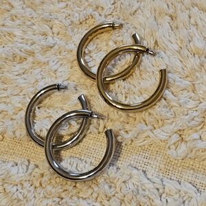 2 Sets of Pavoi 14K Gold-Plated Lightweight Chunky Open Hoops